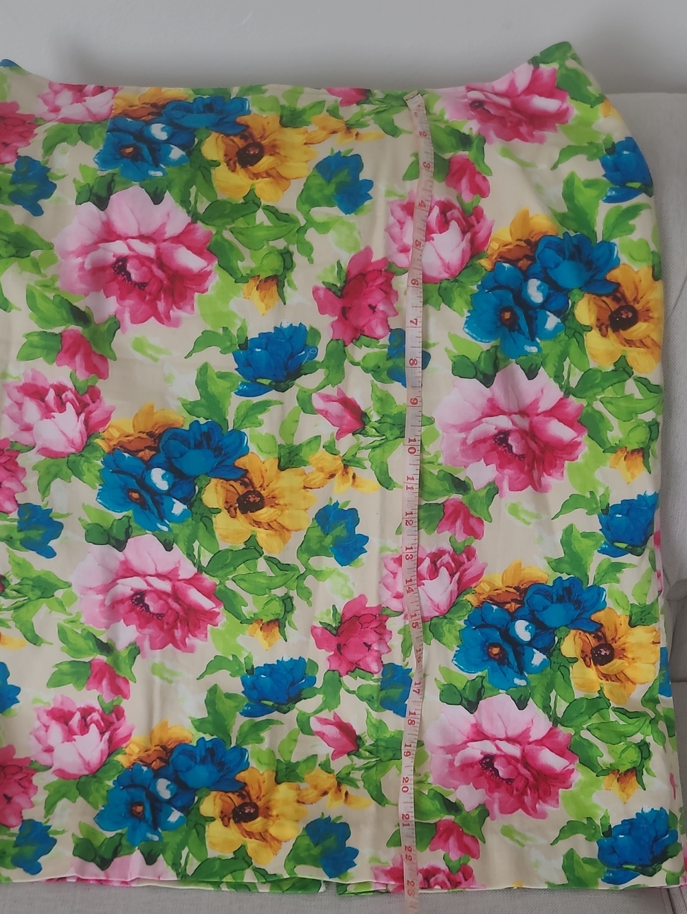 Bright Floral Midi Skirt in Pink, Blue & Yellow - Picture 9 of 9